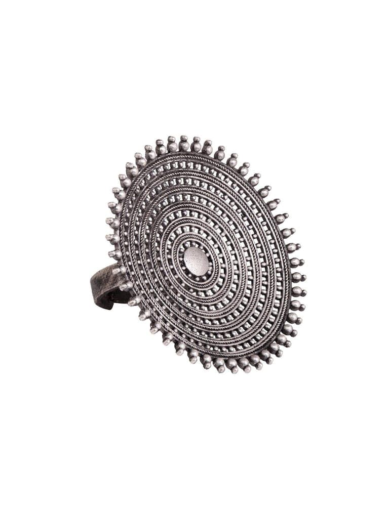 Oxidised Siver Plated Cocktail Finger Ring view 4