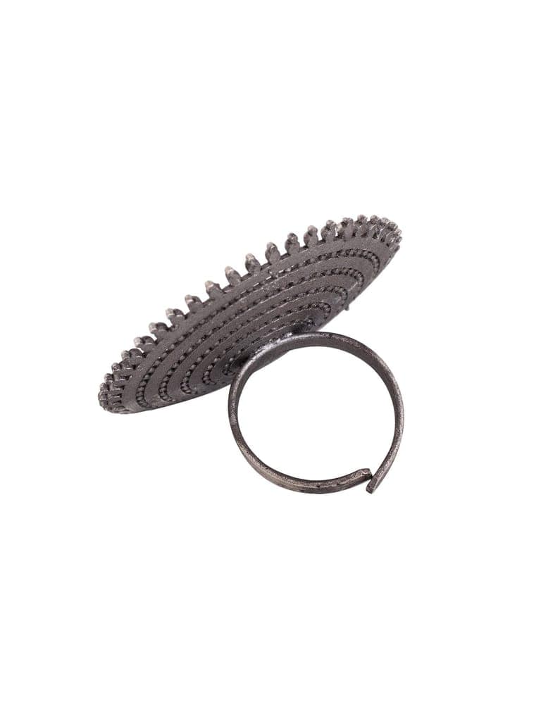 Oxidised Siver Plated Cocktail Finger Ring view 6