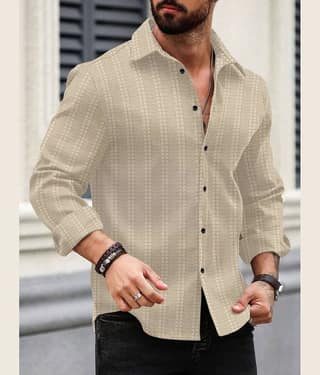 Nofilter Poly Cotton Regular Fit Self Design Full Sleeves Men's Casual Shirt - Grey ( Pack of 1 )