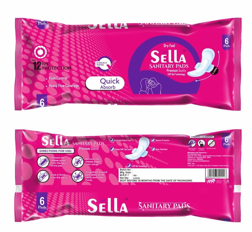 Sella Dry Feel XL Sanitary Pads with SAP Gel Technology, 12 Hr Protection, 6 Count view 2