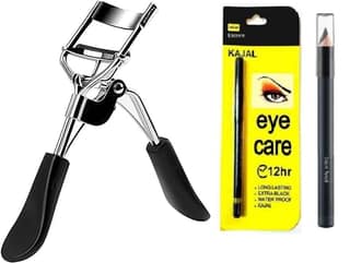 Elecsera Eyelash Curler & Beauty Kajal & Deep Eyebrow Pencil Professional Set of 3 Makeup (3 Items in the set)