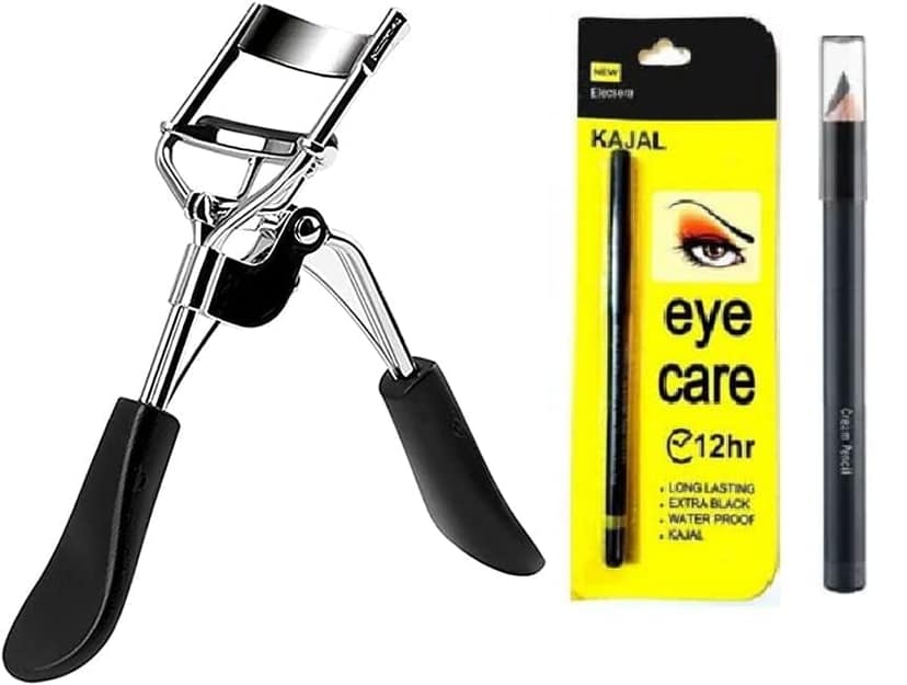 Elecsera Eyelash Curler & Beauty Kajal & Deep Eyebrow Pencil Professional Set of 3 Makeup (3 Items in the set)