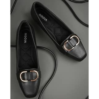 Black Women Square Toe Buckled Work Wear Pumps