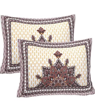 AJ Home - Pack of 2 Cotton Abstract Standard Size Pillow Cover ( 71.12 cm(28) x 45.72 cm(18) ) - Brown