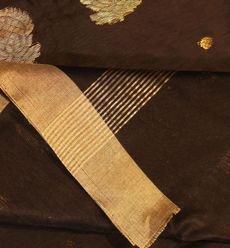 Handloom Chanderi Silk Mercerized Cotton Saree with Meena Booti view 6