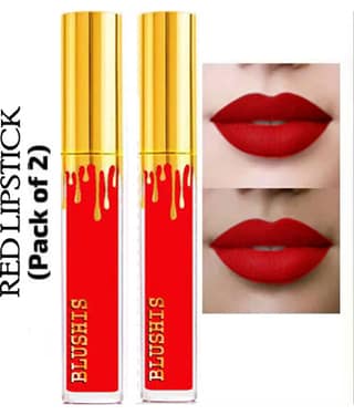BLUSHIS Red Long Wear Glossy Lipstick (Pack of 2)