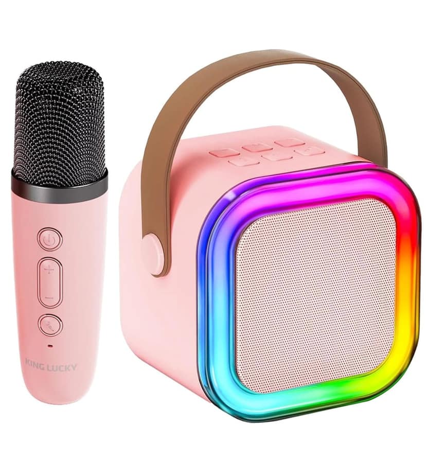 Mini Karaoke Machine for Kids,Portable Bluetooth Speaker with Wireless Microphone, Speaker with Mic for kids