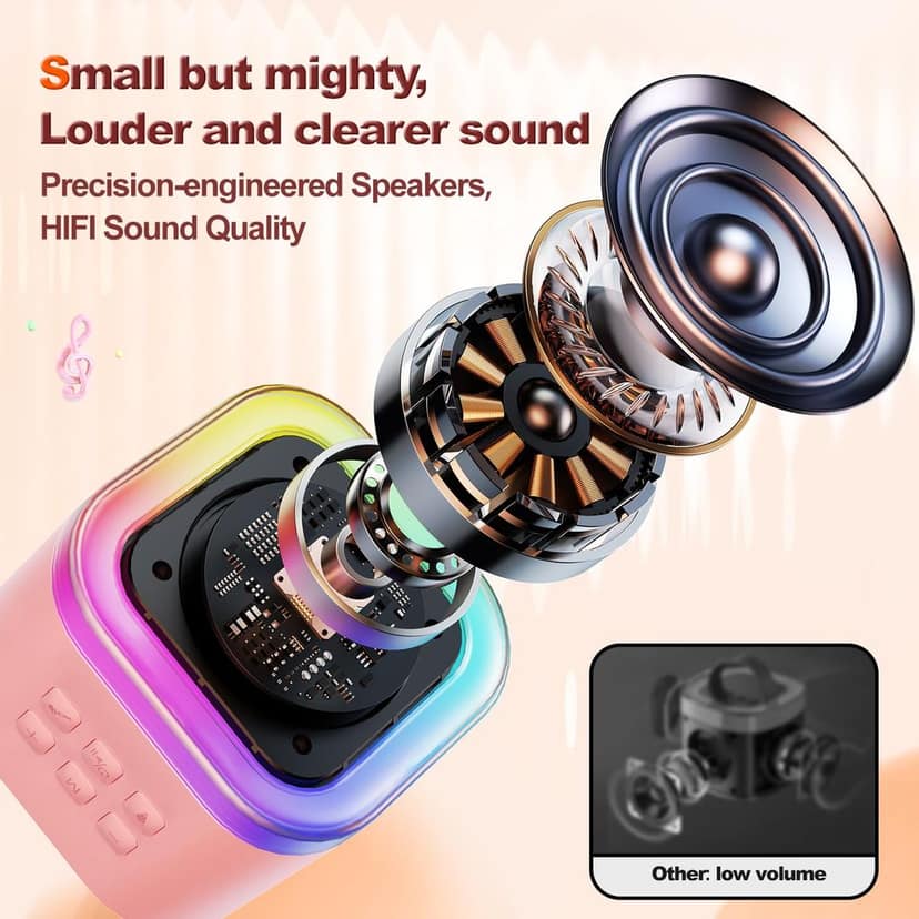 Mini Karaoke Machine for Kids,Portable Bluetooth Speaker with Wireless Microphone, Speaker with Mic for kids view 4