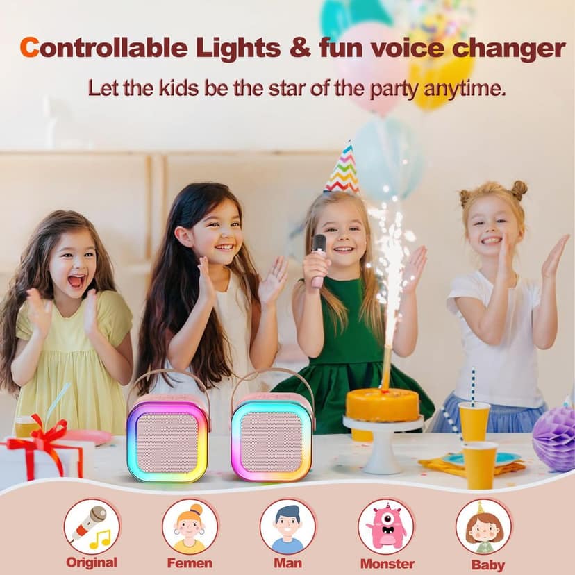 Mini Karaoke Machine for Kids,Portable Bluetooth Speaker with Wireless Microphone, Speaker with Mic for kids view 6