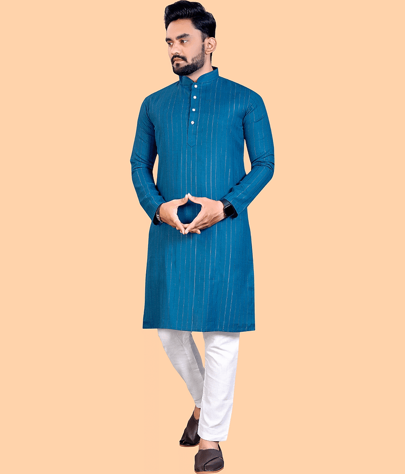 YUG ART - Olive Green Cotton Regular Fit Men's Kurta Pyjama Set ( Pack of 1 )