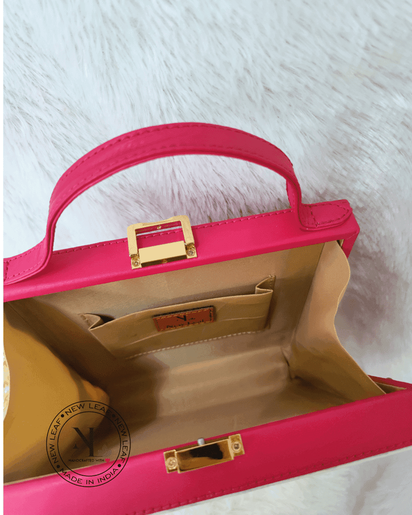 Hamsa Square Lippan Art Handcrafted Box Bag view 3