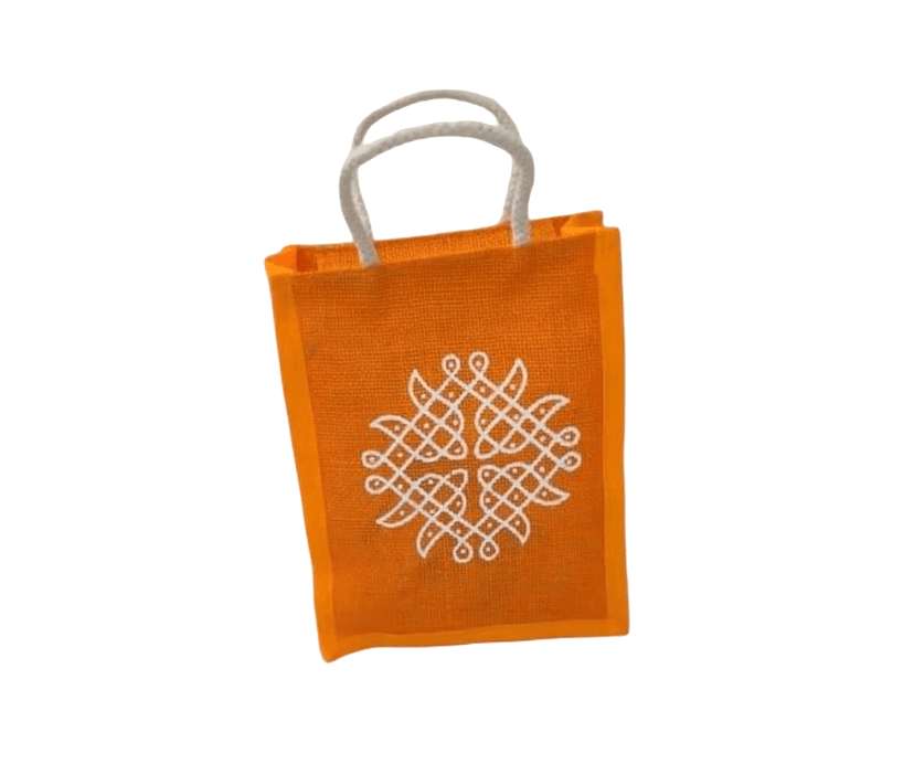 Wedding Return Gift Jute Bag (Orange) view 2