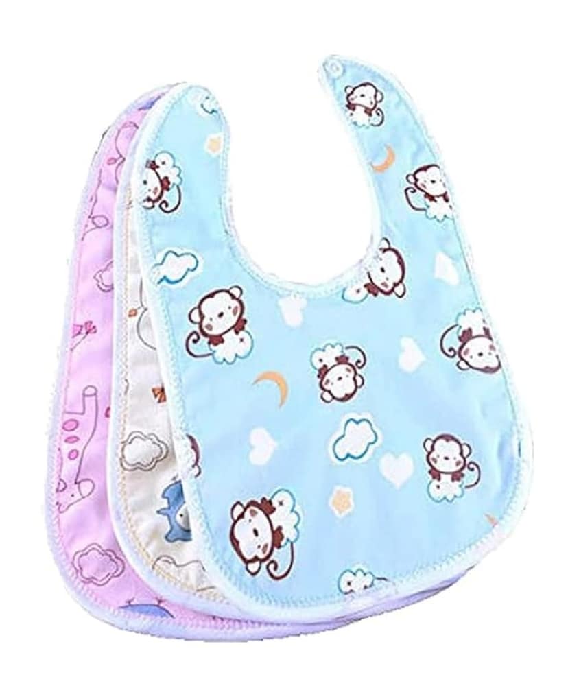 Ocean Count Soft Cotton Baby Bibs for Boys & Girls | Waterproof, Washable & Reusable Feeding Bibs | Newborn to Toddler (Set of 3)