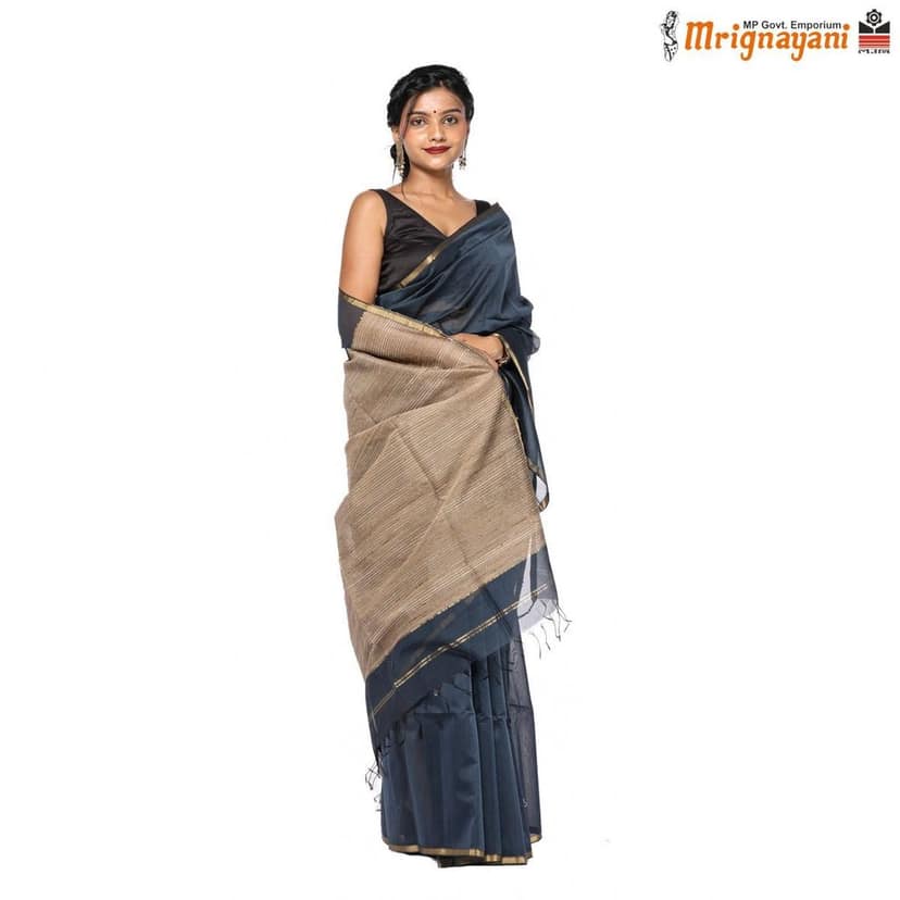 HANDLOOM MAHESHWARI SILK SAREE WITH BLOUSE (SKU - 1SM108250622, SAREE-1161)