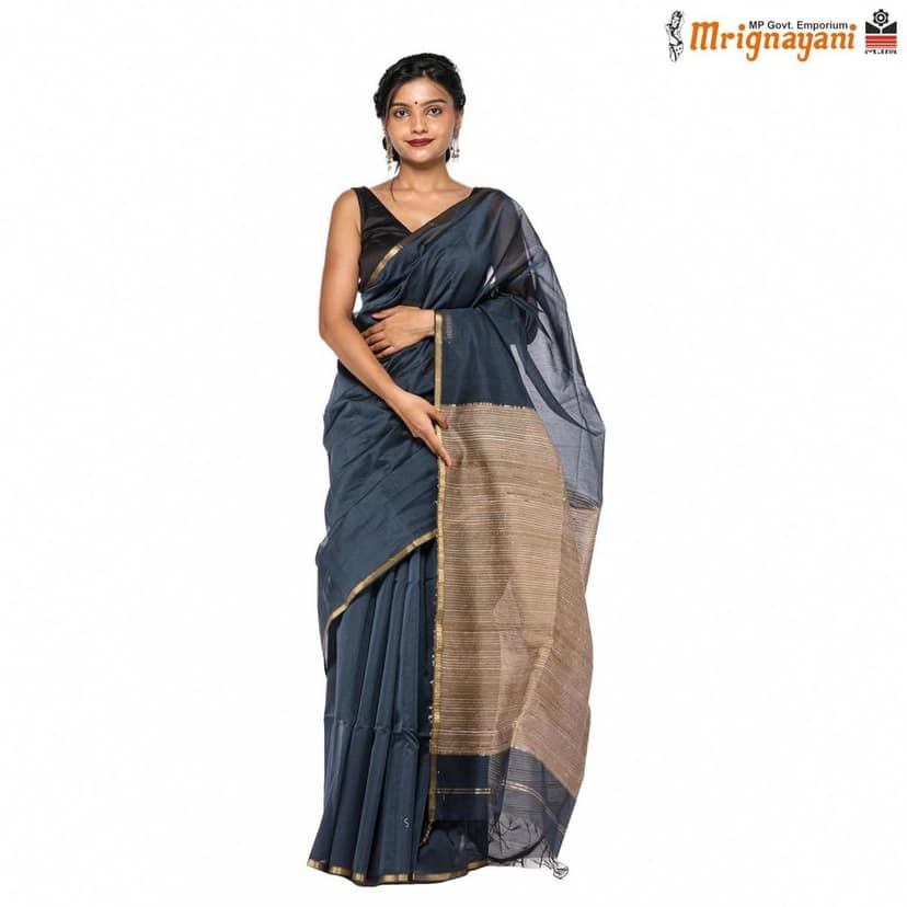 HANDLOOM MAHESHWARI SILK SAREE WITH BLOUSE (SKU - 1SM108250622, SAREE-1161) view 2