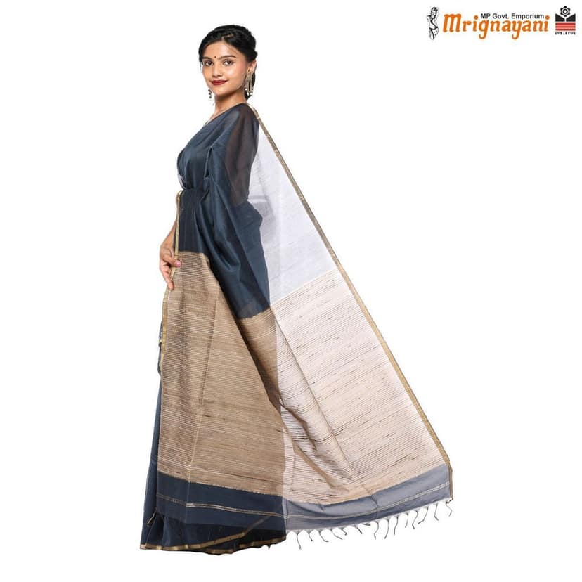 HANDLOOM MAHESHWARI SILK SAREE WITH BLOUSE (SKU - 1SM108250622, SAREE-1161) view 3
