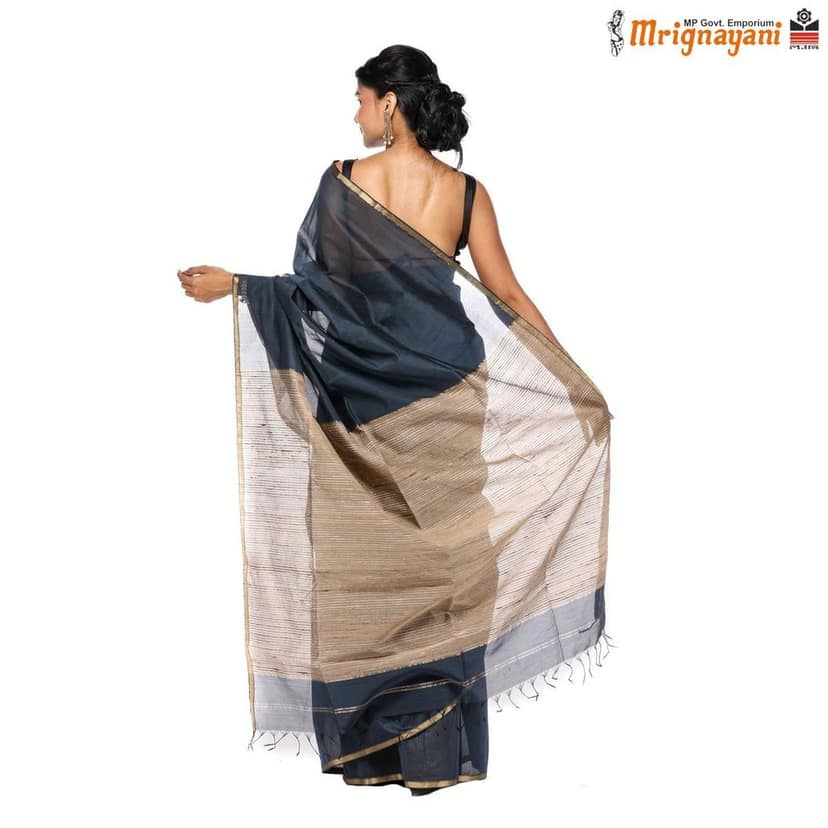 HANDLOOM MAHESHWARI SILK SAREE WITH BLOUSE (SKU - 1SM108250622, SAREE-1161) view 4