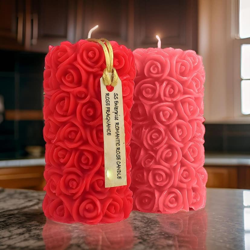 Rose Flower Shape Candle for Home Decor | Romantic Fragrance Candles | Smoke-Free Pillar Candle | Romantic Night