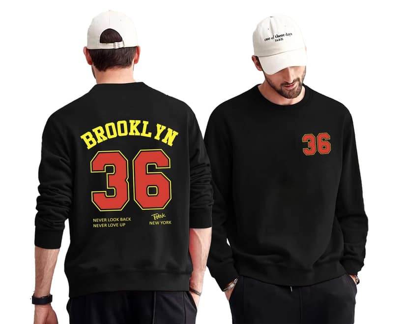 SCOTT FINCHER Men's Black Pullover Sweatshirt with Embroidered "Brooklyn 36" Design : AA(RSSWT)BLACK_21 view 3