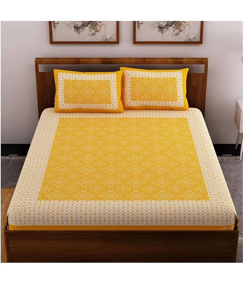 Uniqchoice Cotton Double Bedsheet with 2 Pillow Covers view 2