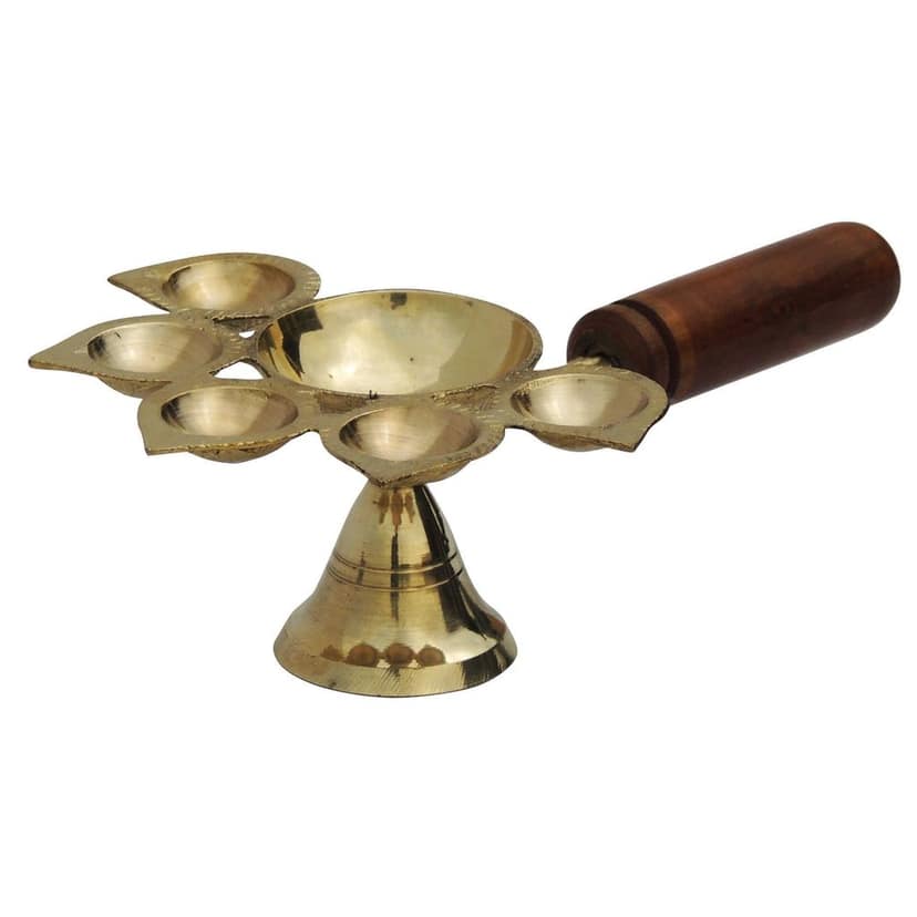 Brass Wooden Panch Arti No. 3 (FMAS649 D) view 3