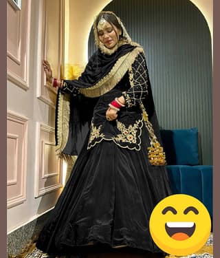 BHAGYASHRAY Women Silk Embroidered Straight Kurti With Sharara And Gharara ( Black )