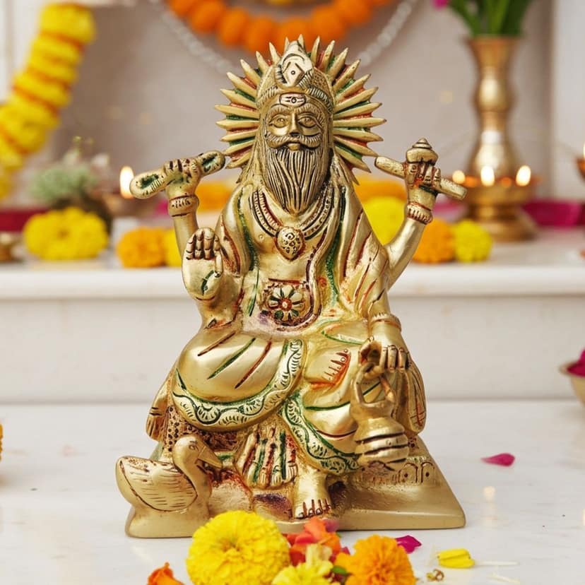 Brass Showpiece Vishwakarma Statue, Height : 7 Inch (BSMAS1251 C)