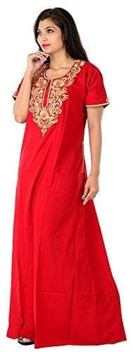 VALENCIA SLEEPWEAR Plain Embroidery Gown Maxi Nightwear Nighty Lizzy Bizzy Soft Fabric. Red view 3
