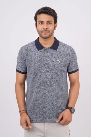 Mens Navy AOP Polo T-shirt