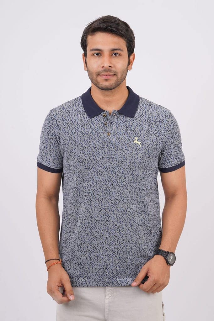 Mens Navy AOP Polo T-shirt