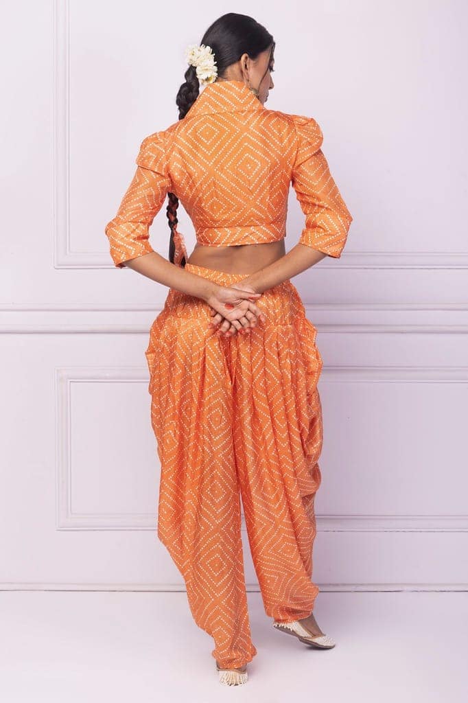 Orange Printed Silk Blouse view 3