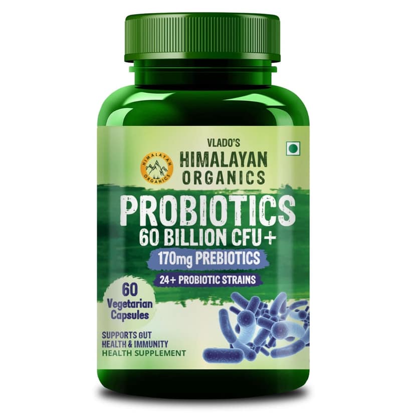 Vlado's Himalayan Organic Probiotics 60 Billion CFU + 170Mg Prebiotics + 24 Strains Supplement | Better Nutrient Absorption | Healthy Digestion, Stronger Immunity & Overall Wellness 60 Veg Capsules view 2