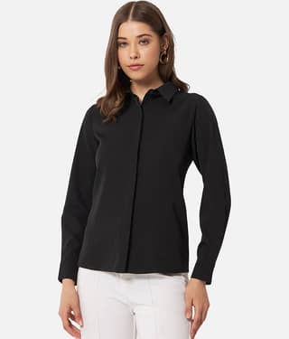 OTIRA Women Solid Poly Crepe Shirt ( Mint Green )