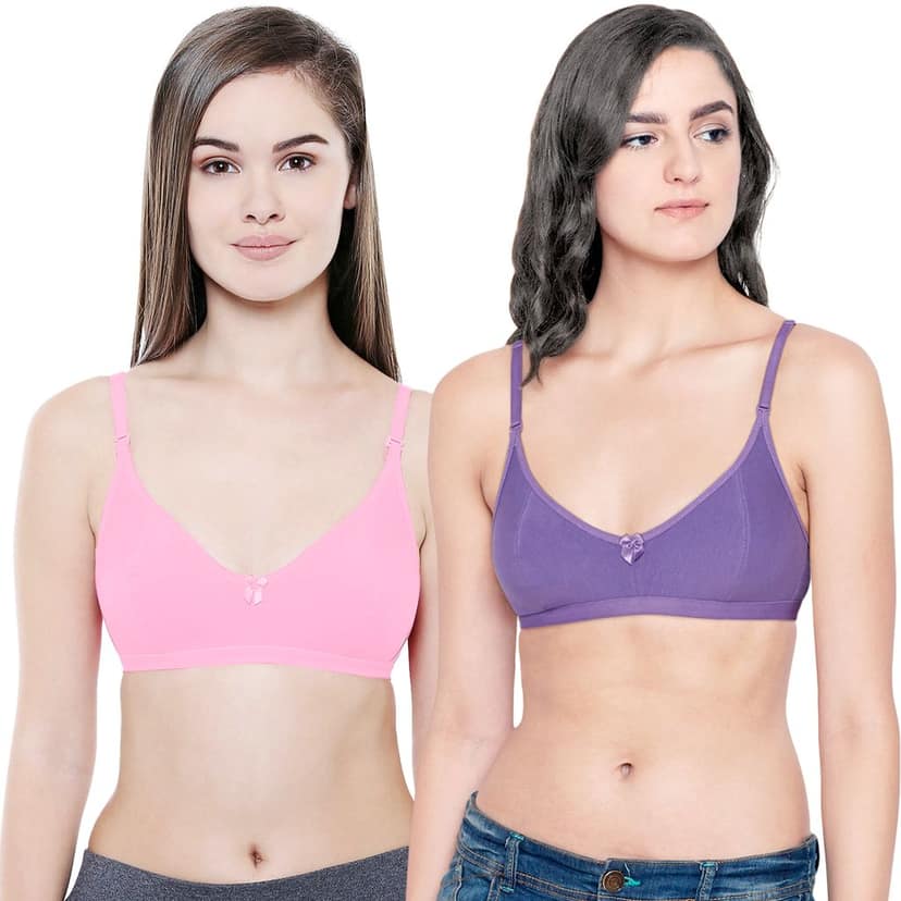 Bodycare Women Cotton Spandex Full Coverage Non Padded Regular Bra Pack - 2 E1575DPUPI