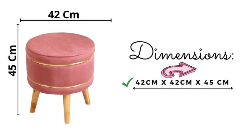 ShadowKart Pouffes Sitting Stool for Living Room, Mudda Puffy Wooden Ottoman Stools, Pouffe Footstool, Pouf for Office Home Decoration & Dressing Table, 16x16x18 Inch view 2