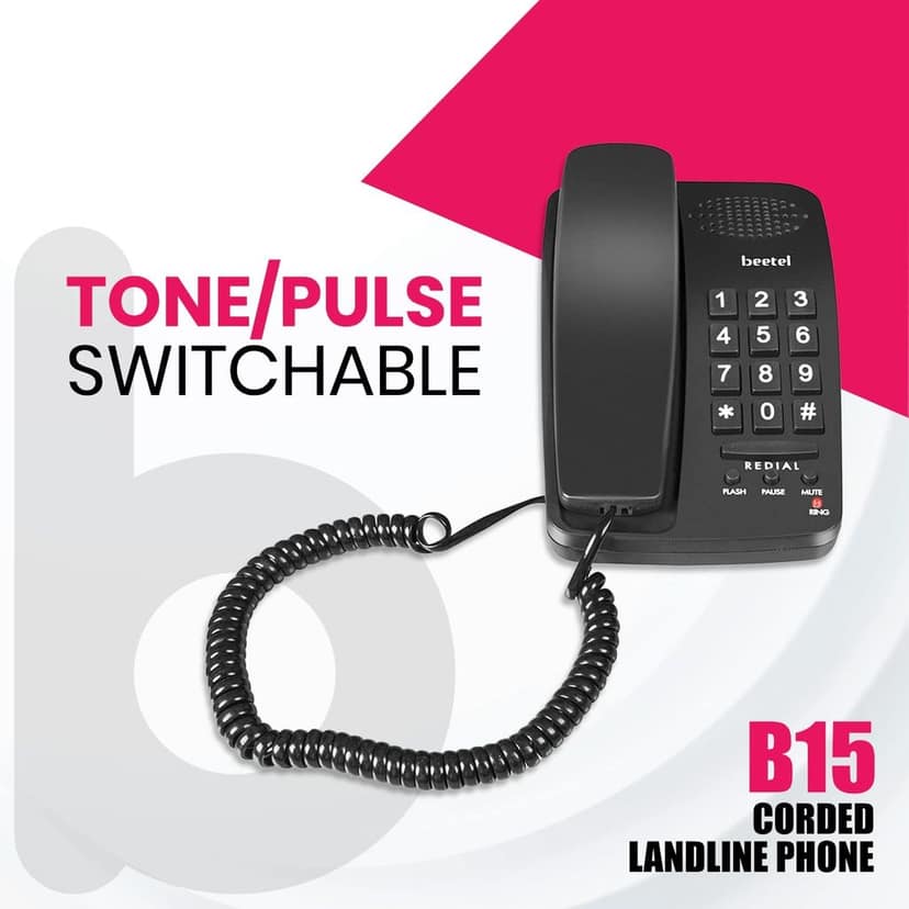 Beetel B15 Corded Landline Phone,Ringer Volume Control,LED Ring Indication,Wall/Desk Mountable,Bold Buttons Design,Clear Call Quality... view 3