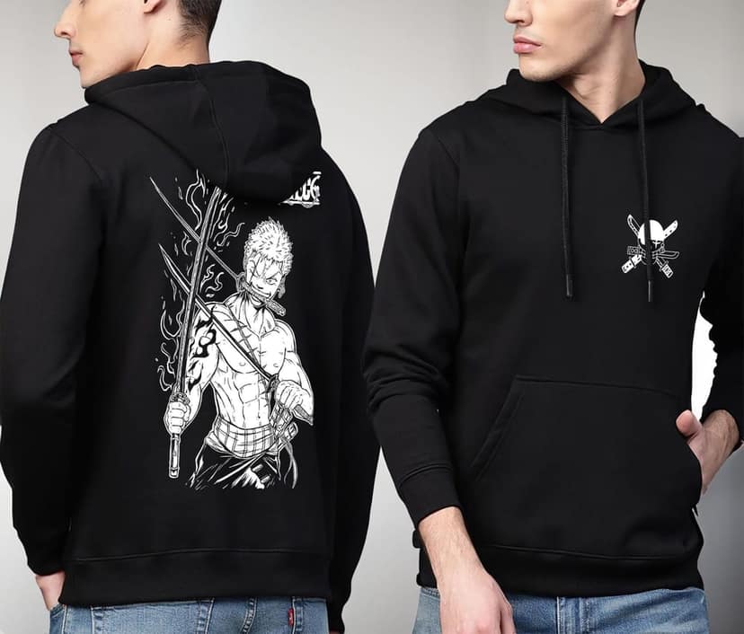 SCOTT FINCHER One Piece Roronoa Zoro Printed BlackHoodie : AA(RSHOD)BLACK_137 view 3