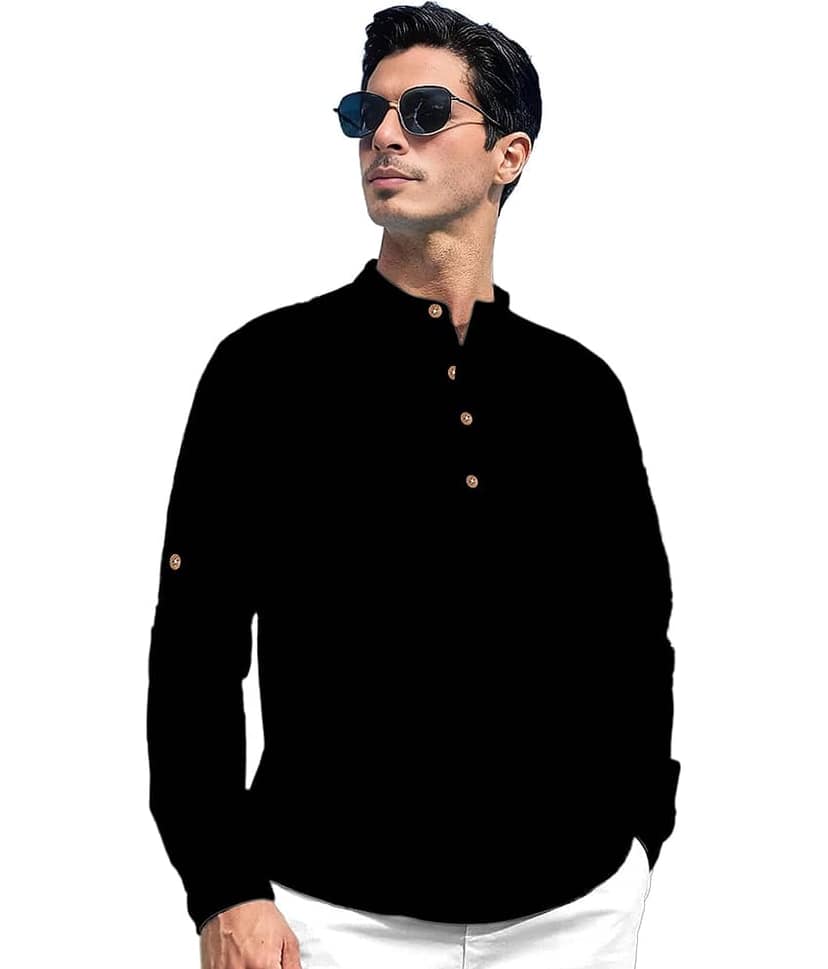 Vida Loca Turquoise Cotton Blend Men's Shirt Style Kurta ( Pack of 1 ) view 2