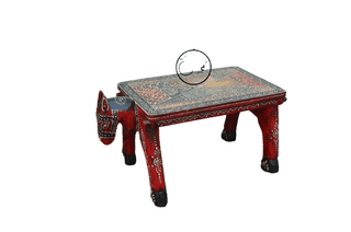 Wood To Cart® Handpainted Wooden Horse Side Table for Bed Room and Living Room