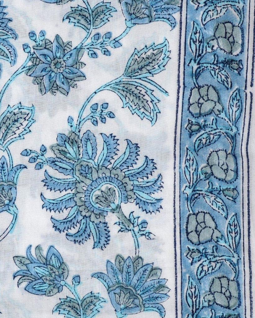 Floral Hand Block Print Pure Cotton Suit Material with Kota Doria Dupatta (3CKD356) view 4