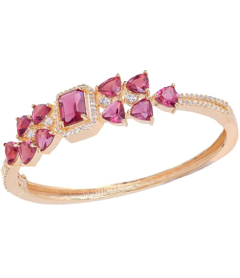 Gold plated Ruby AD studded handcrafted designer Bracelet for Women & Girls view 3