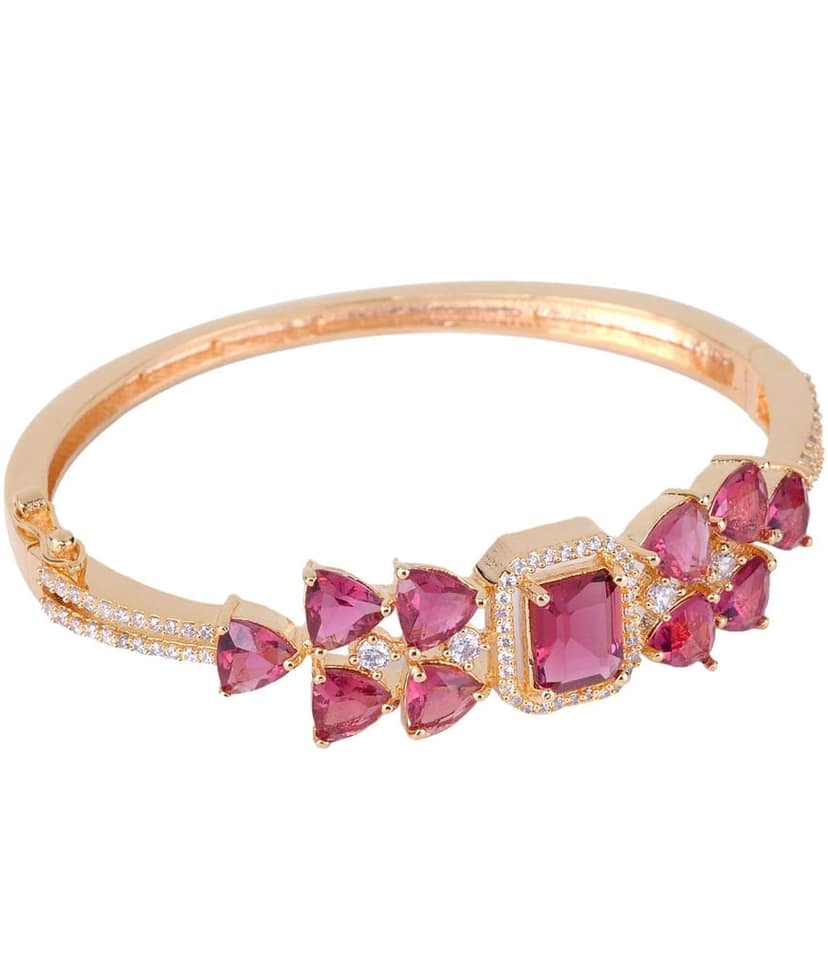 Gold plated Ruby AD studded handcrafted designer Bracelet for Women & Girls view 4