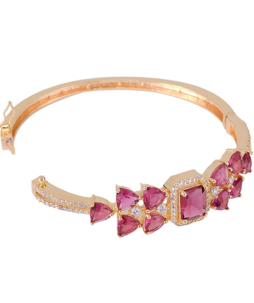 Gold plated Ruby AD studded handcrafted designer Bracelet for Women & Girls view 5