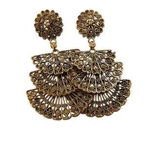 Gold Plated Chandbali Earrings with Intricate Laser Cut Design