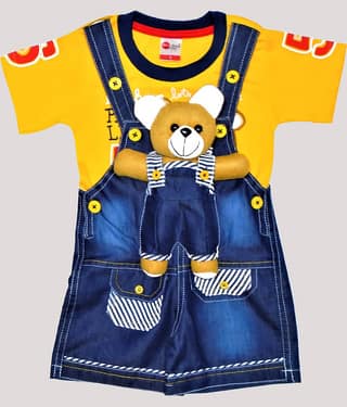 Wise Guys Pack of 1 Baby Boys Denim Dungaree Sets ( Red & Blue )