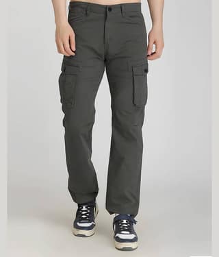 Reoutlook Regular Flat Men's Cargos - Dark Grey ( Pack of 1 )
