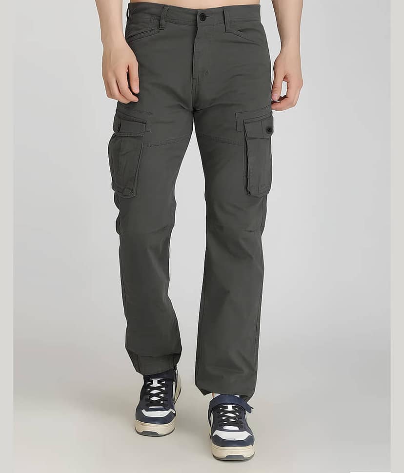 Reoutlook Regular Flat Men's Cargos - Dark Grey ( Pack of 1 )