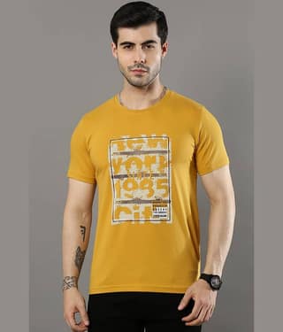 Cool Colors Pack of 1 Cotton Regular Fit Men's T-Shirt ( Yellow )