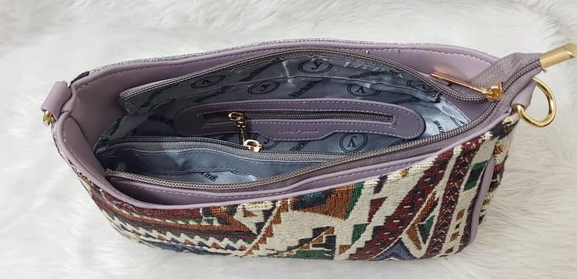Sling Bag for Women with Colorful Geometric Pattern and Detachable Strap view 3