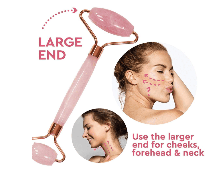 Getmecraft Natural Rose Quartz Roller WITH FREE ROSE QUARTZ ROLLER BOTTLE For Face, Facial Roller Massager - Anti Aging Rose Quartz Roller for Face and Dark Circles Under Eye view 3